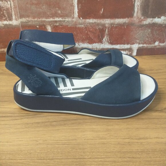 Fly London Sandal Womens Size 6.5 Blue Leather - Picture 2 of 9